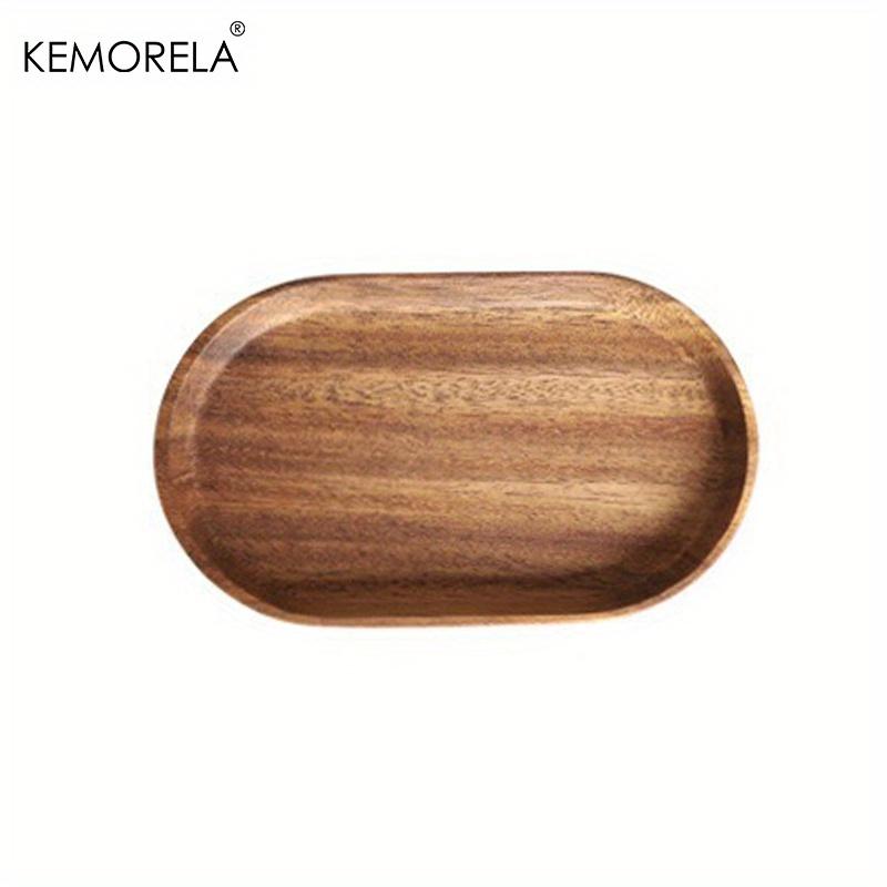 KEMORELA 1PCS Tableware Solid Wood Round Dessert Plate Japanese-style Wooden Tray Snack Plate Dried Fruit Plate Wooden Plate