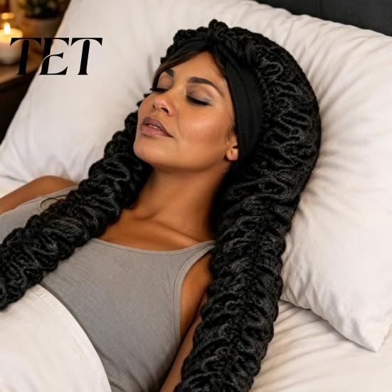 Soft Sleeping Nightcap No Heat Hair Curling Cap for Women, Adjustable Curls Tangle Free Satin Bonnet, Double Layer Medium, Long Hair, Braids,