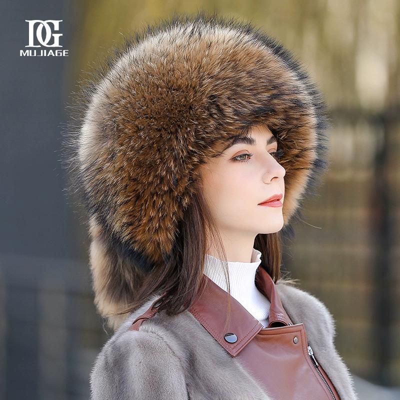 

Шапка женская зимняя корейская версия теплая универсальная лисий мех шапка принцессы модная в иностранном стиле зимняя шапка из енота One size(55-60cm) белый