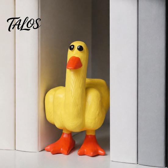 Fun Personality Desk Decor Funny Middle Finger Duck Resin Figurine, Hand-Painted Cheeky Statue, Weatherproof Indoor Accessory Outdoor for Entryway