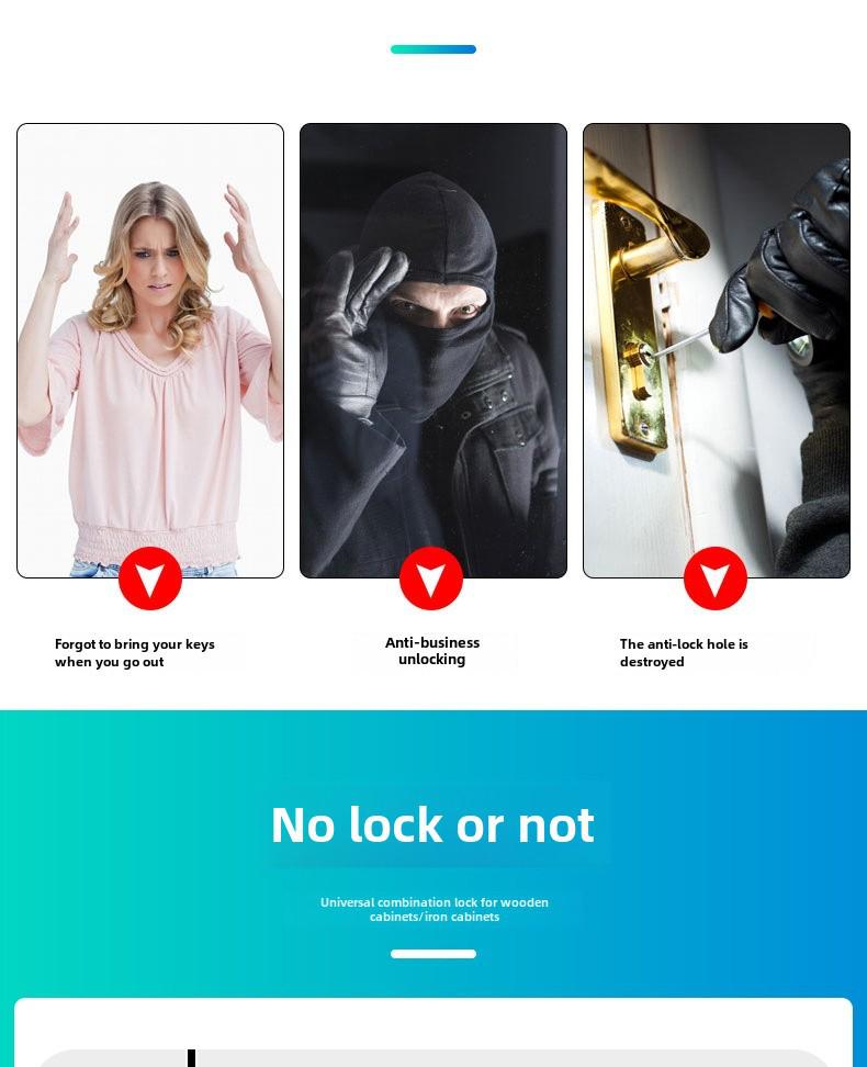 Blocare mecanică cu parolă cu came pentru dulap cu două uși