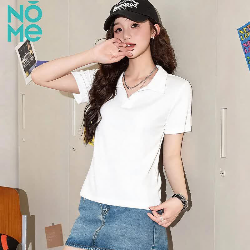 NOMe Women s Casual Polo Short Sleeve T-Shirt L белый