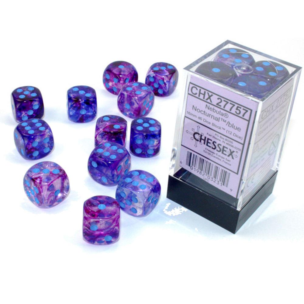 Nebula Chessex 16mm D6 Dice Block (Nocturna)
