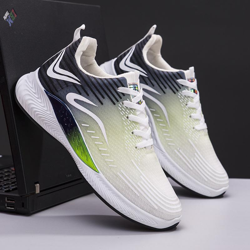 Men's Shoes for Summer Breathable New Mesh Sneakers Fashionable Color-blocking Comfortable Thin Green Casual Running Shoes