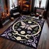 Mystic Moth Rug, Witchcore Purple Butterfly Carpet with Moon Phases, Pentagram Symbols & Magical Floral Vintage Art,Gothic Rug