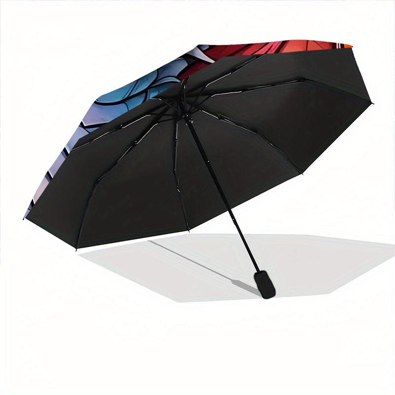 1pc Dragon StainedGlass Automatic Open/close Umbrella, 8-Rib sturdy structure, Portable Travel Umbrella, Parties, Everyday Use, Outdoor Acce