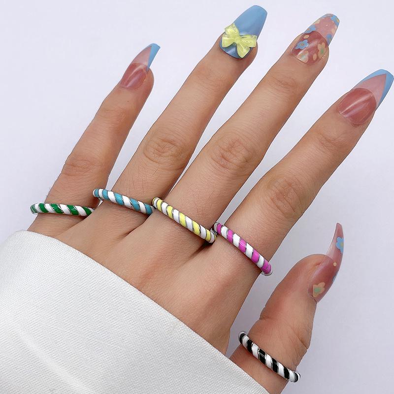 Kenjie Two-Color Enamel Craft Signet Ring - Women's Versatile Hand Jewelry