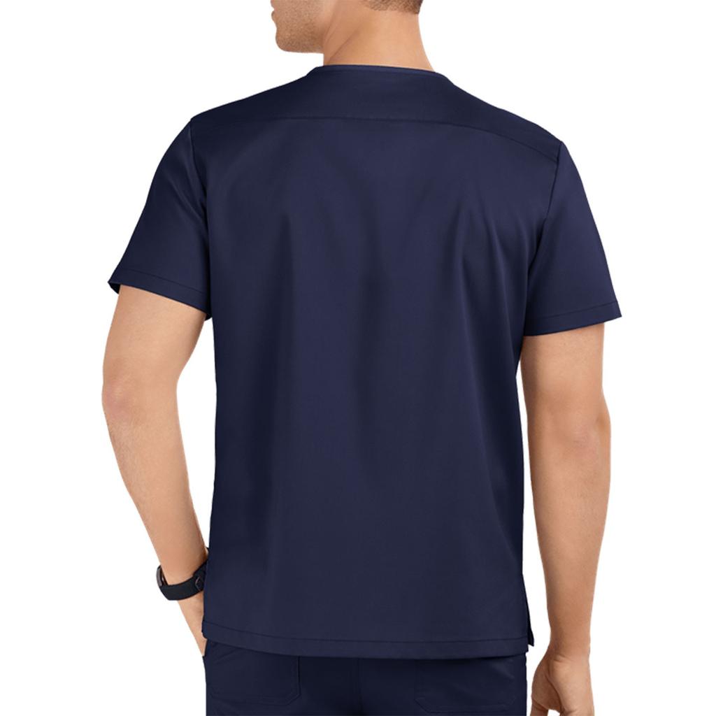 Workwear Men's V-Neck Scrub Tops Mans Clothes Color Tops Short Sleeve