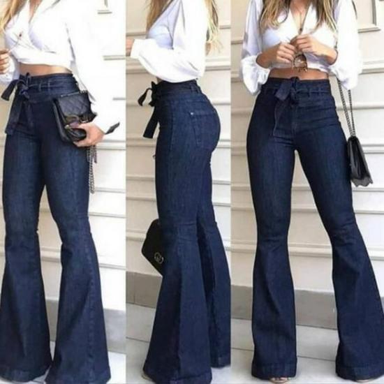 High-Waisted Lace-Up Flare Jeans for Women
