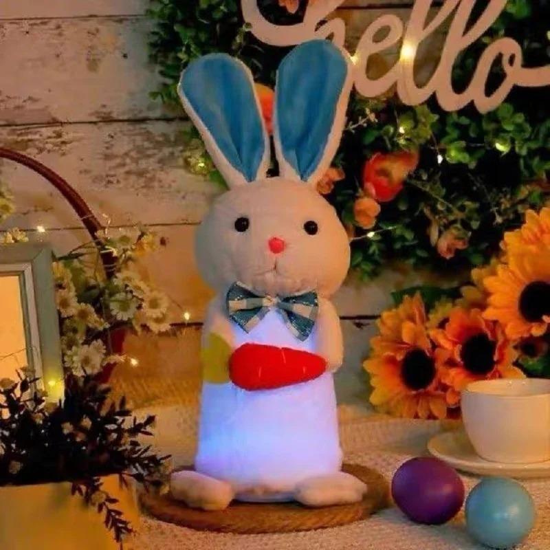 1/2PCS Cute LED Glowing Bunny Decoration for Easter Luminous Rabbit Doll for Desktop Decor Holiday Gifts for Children