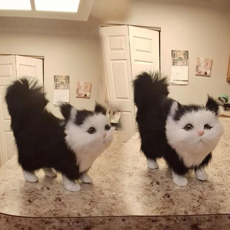 Niedliche Simulations-Katzen-Plüschtiere Weiches Stoff-Kätzchen-Modell Falsche Katze Realistische Tiere für Kinder Mädchen Geburtstags- Valentinstagsgeschenk