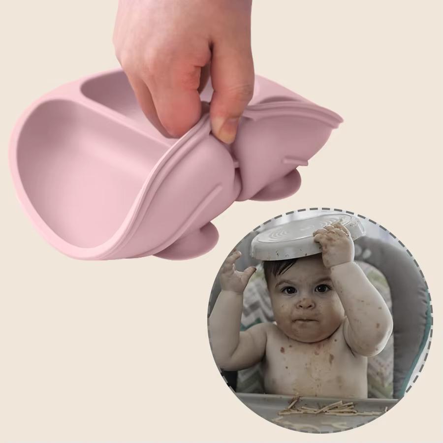 Color Kids 4PCS Baby Silicone Feeding Set Suction Plate BPA Free Waterproof Bib Portable Spoon Fork Toddler Training Tableware