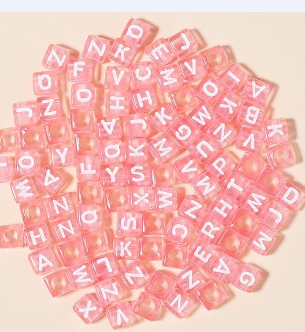 100pcs/Lot Mixed Acrylic Square Letter Beads Colored Cube Spacer Alphabet Bead for Jewelry Making DIY Charm Bracelet Accessories