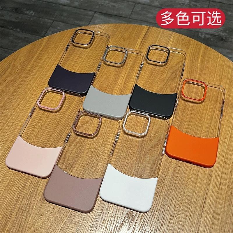Transparent and non-yellowing, suitable for iPhone15 splicing mobile phone case, Apple 14 creative two-in-one all-inclusive anti-drop sheath.
