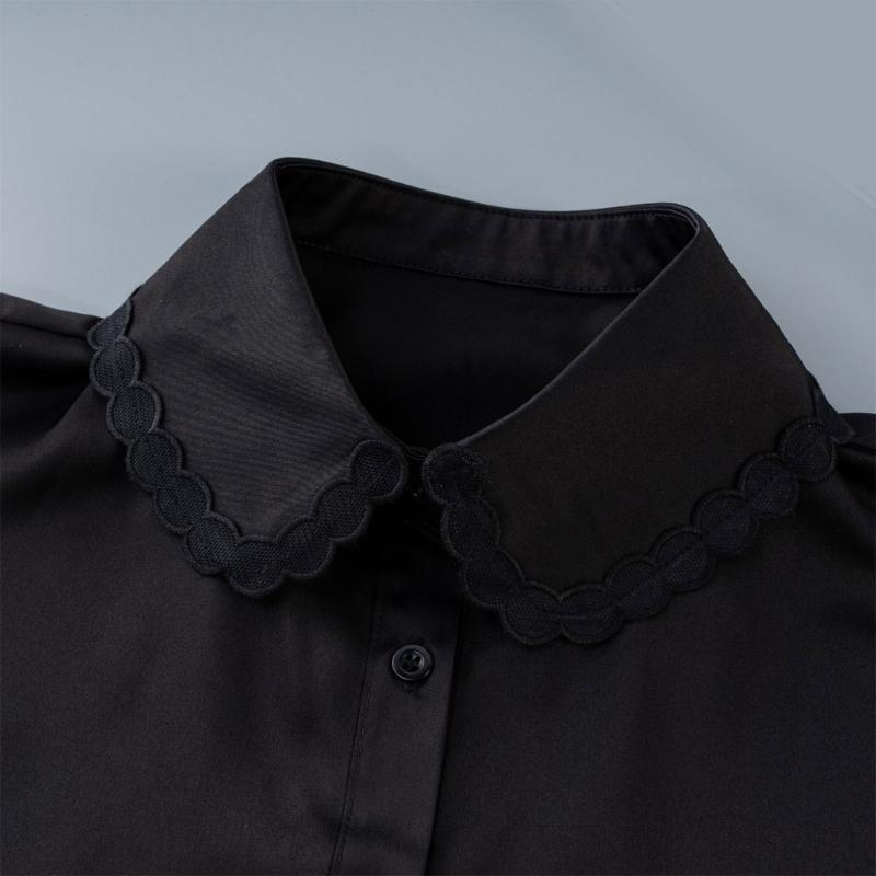 Detachable Collar Button Removable Simple Shirt Style Half Shirt Blouse for Quick Outfit Changes Various Occasion