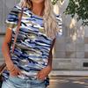 Women Summer T Shirt Camouflage Print Retro Fashion Short Sleeve Tees Casual   Printed  Tops