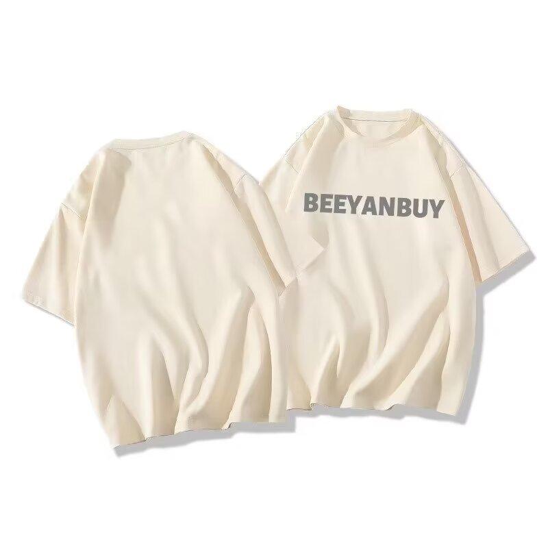 Men'S Trendy Letter Round Neck Printed Short Sleeved T-Shirt For Summer Ins Loose Casual Top