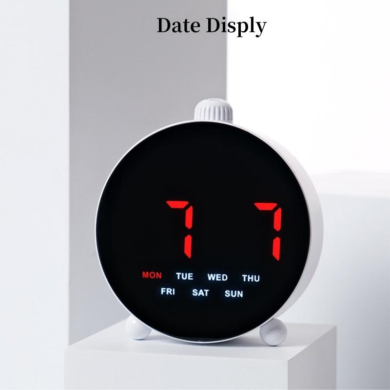 LED Digital Alarm Clock Date Week Display 2 Alarms Countdown Timer Second Hand Clock Bedside Electronic Clock 12/24H USB Powered