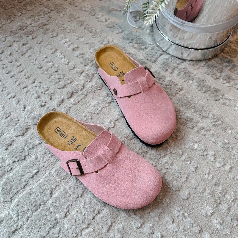 Birkenstock Women's Genuine Leather Closed Toe Summer Slip-On Slippers, 2025 New Thick Soft Sole