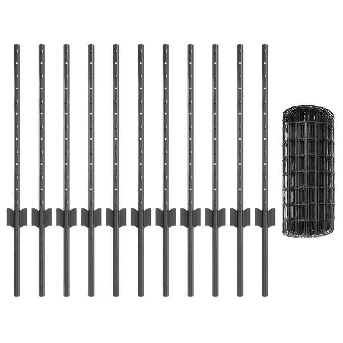 VidaXL Clôture Euro avec 11 poteaux U Gris 0,6x25 m Acier 3336110