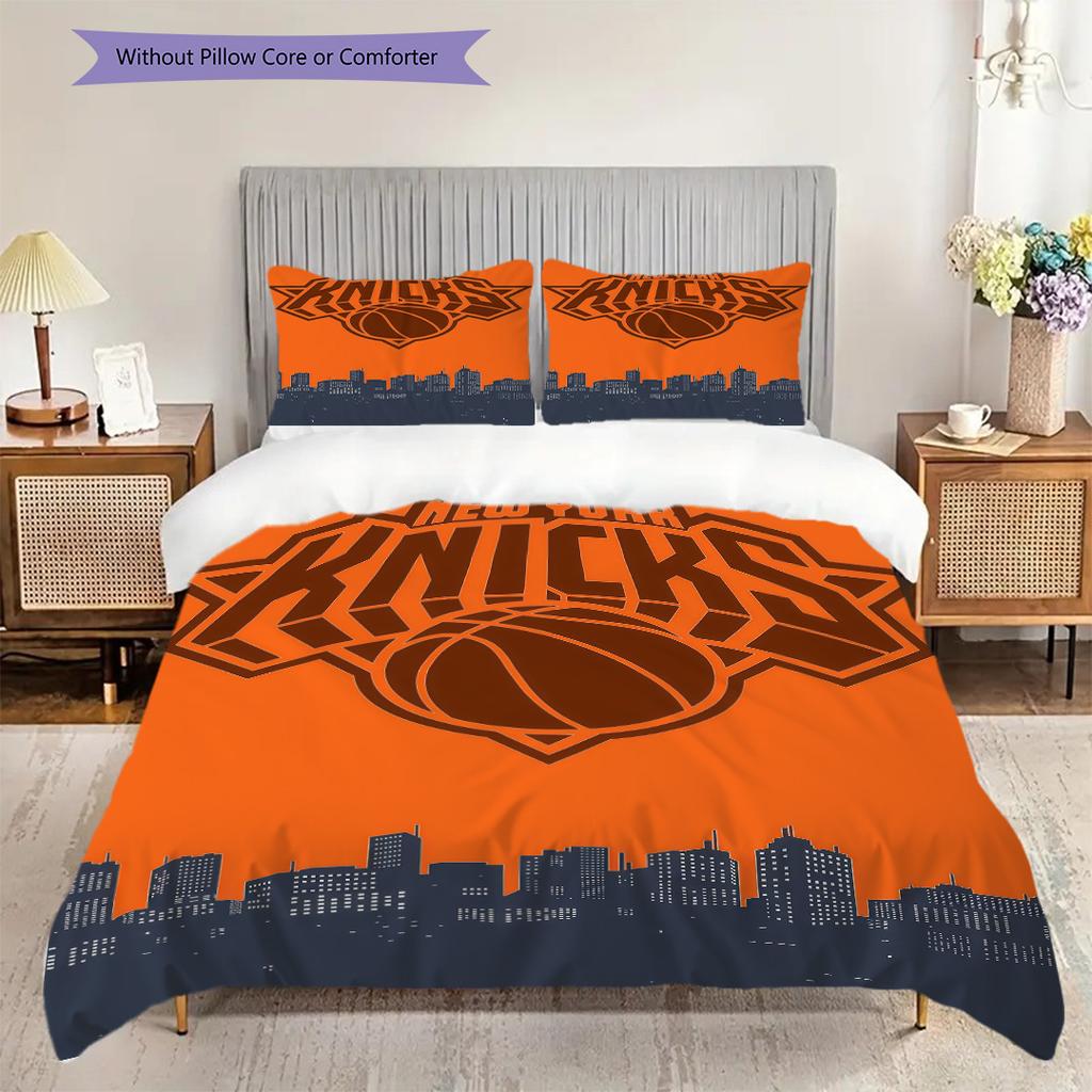 Set Tre Pezzi Spirito Dinamico del Basket New York Knicks(1 * copripiumino + 2 * federa, senza nucleo)Morbido e confortevole