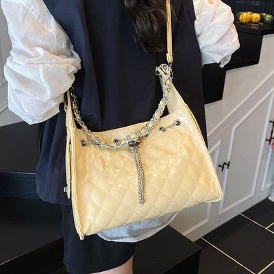 Borsa Tote e a Tracolla da Donna alla Moda a Griglia di Diamanti per Pendolari