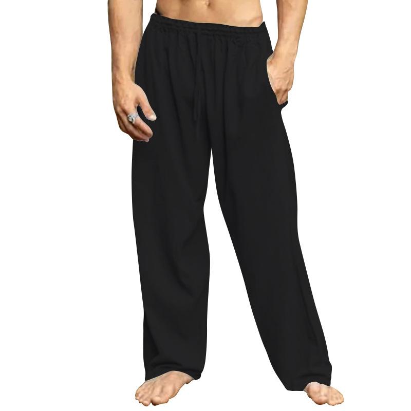Summer Men's Linen Hip Hop Breathable Straight Leg Pants Fashion Loose Casual Sweat Pants