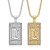 A Custom-designed Hip-hop Style Stainless Steel Gold-plated Cubic Zirconia Crystal Pendant Men's Necklace with Square Pearl Chain.