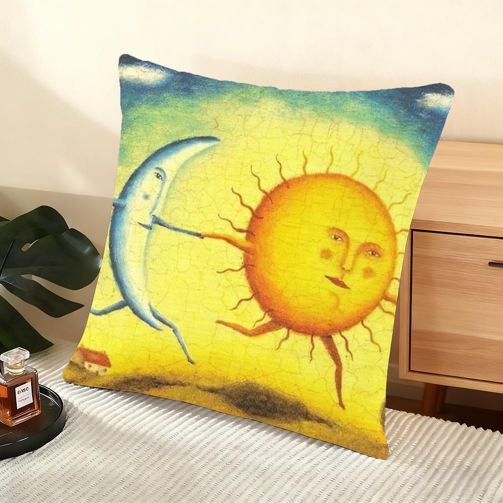 Abstrakte Sonne Kissenbezug Seidiger Kurzer Plüsch Haus Sofa Kissenbezug - Verdeckter Reißverschluss Heimdekoration