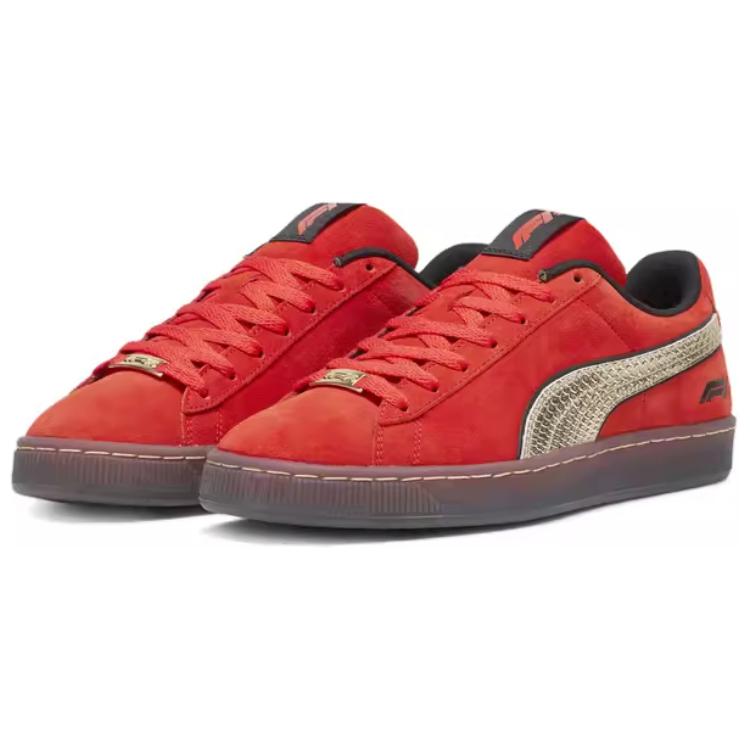 Puma Suede Series Comfortable Versatile Low-Top Sneakers Unisex Sneakers Red Gold 308447-01