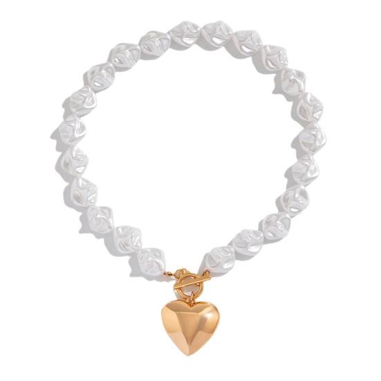 Heart Pendant Necklace Irregular Faux Pearls Clavicle Necklace Bracelet Chunky Choker Necklace Romantic Jewelry Gift for Her