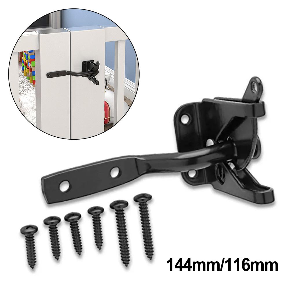 Self Locking Automatic Gravity Lever Fence Gate Latch Black