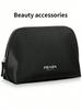 Prada Black Nylon Shell Makeup Bag, Women Portable Zipper Cosmetic Pouch Travel Wash Organizer Bag