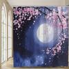 1Pc Cherry Blossom Night Shower Curtain-Digital Printing, Machine Washable Bathroom Decorative Shower Curtain With Hook