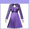 Wednesday Addams Family Cosplay Kostüm Aus Polyesterstoff Für Halloween Und Rollenspiele