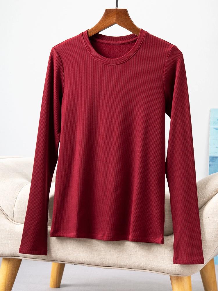Long Sleeve Female Cold Basic Warm Shirt Bottom Shirt Large Size Heating Clothes In The Fall In The High Neck Inner Wear Padded Threaded T-shirt Tops