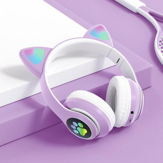 Cute Luminous Cat Ear Bluetooth Wireless Headphones 