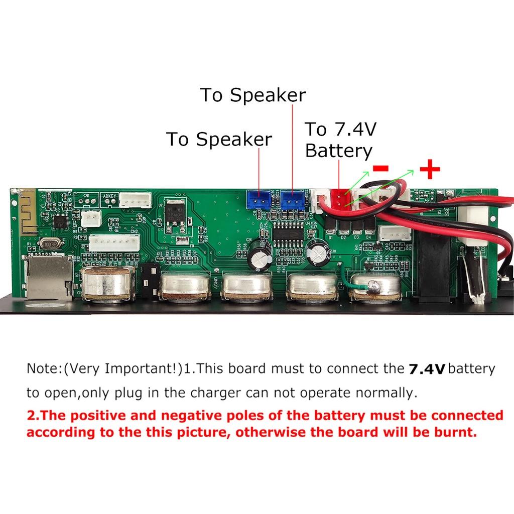 7.4V Amplifier Board Square Dance 40W Speaker Amplifier Support Bluetooth AUX U-Disk Recording Home Theater DIY Bass Treble