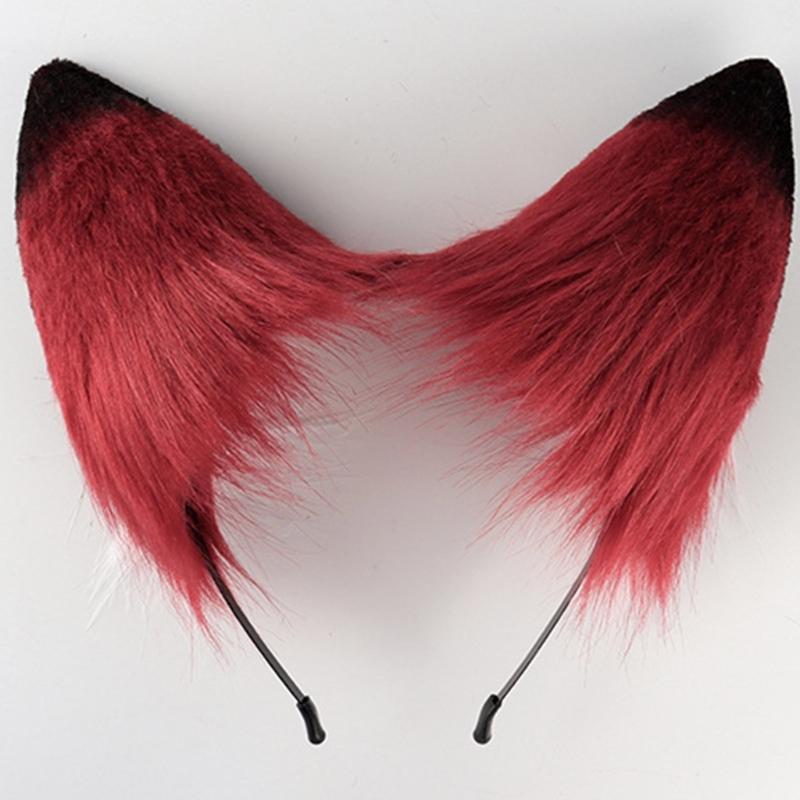 Anime-Cosplay Props Foxes Ears and Tail Set Plush Furry Animal Ears Hairhoop with Foxes Tail Fancy-Dress Party Costumes