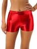 Damen Mädchen Tanzshorts Club Wear Metallic Shorts Rave Booty Shorts Glänzende Unterteile für Tanzfestivals Kostüme