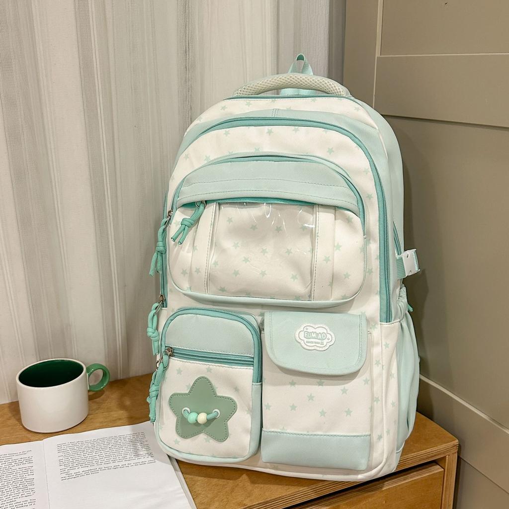 Schoolbag new high-value primary school schoolbag transparent pain bag girls light large capacity junior high school student backpack
