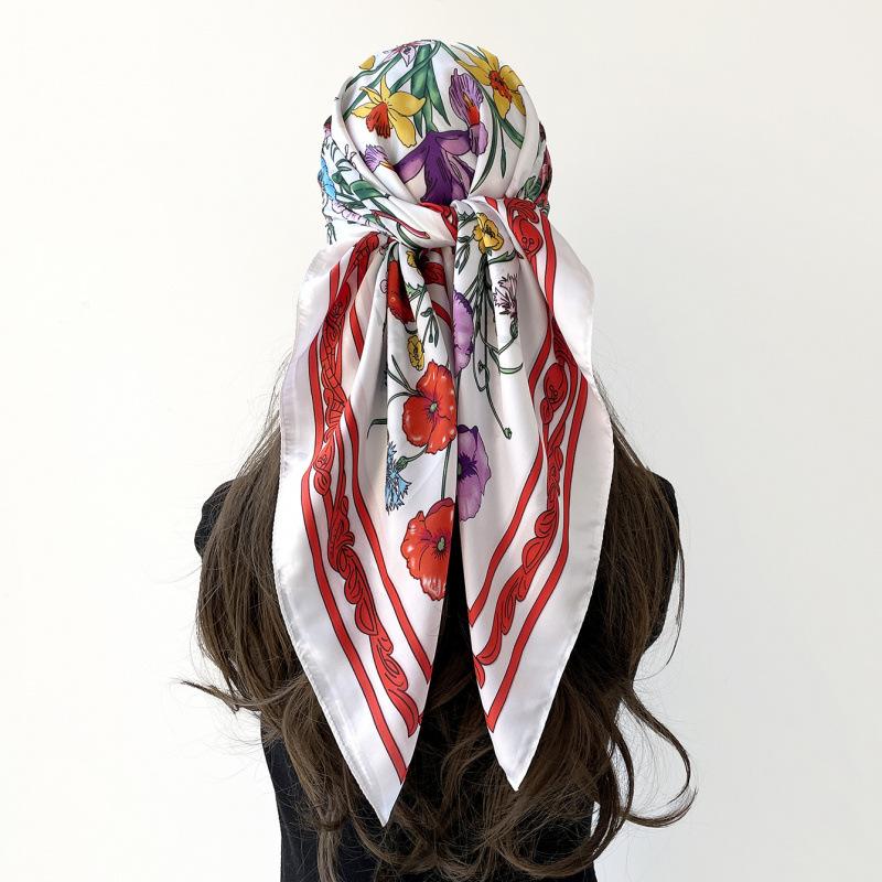 Headscarf Silk Scarf 90cm Women's Headscarf New Versatile Satin Thin Large Square Scarf