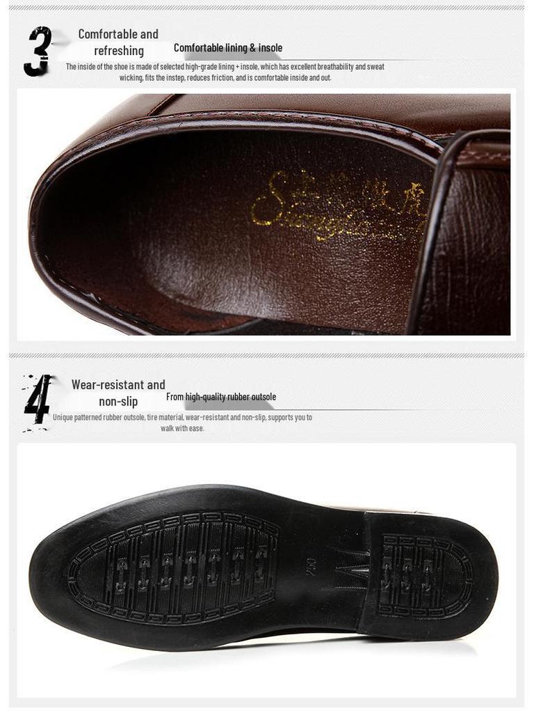 2025 Men's Casual British Leather Slip-On Round Toe Shoes - Korean Style for Spring/Autumn