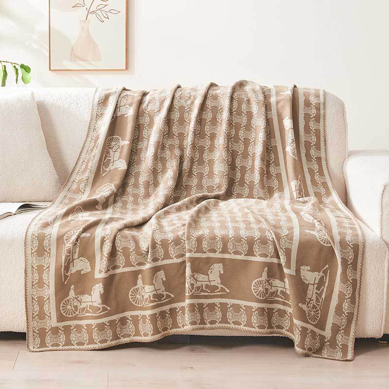 

Retro Carriage Printed Leisure Blanket Khaki Napping Office Shawl Cushion for Home Travel Skin-Friendly Sofa Cover Gift Blanket 130x180cm хаки