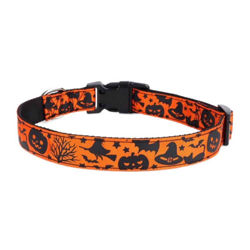 Adjustable Pet Pumpkin Skull Collar Quick Release Dog Traction Rope  for Dogs Cats