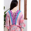 Plus Size Boho Kaftan Dress, Women's Plus Maxi Cover Up Dress