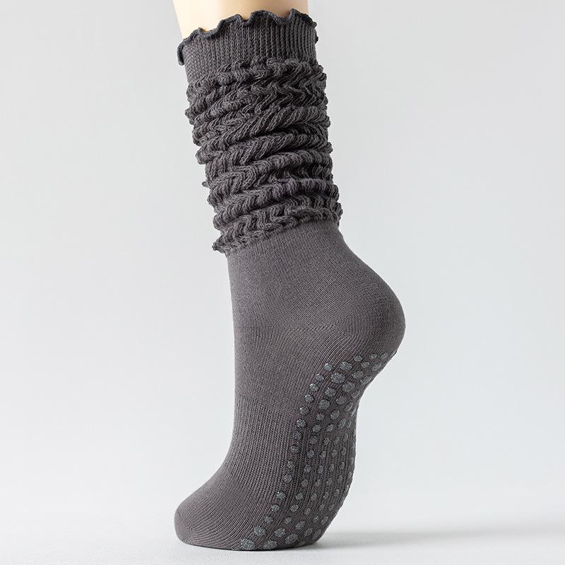 1 Pair Women Non Slip Yoga Socks High Elastic Slouch Crew Socks Silicone Grip Fitness Pilates Socks