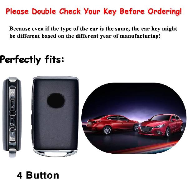 EASYANT 4 Button Leather Remote Key Fob Case Cover Compatible with Mazda 3 -2024 Hatchback 6 CX-5 CX-30 CX-9 Black