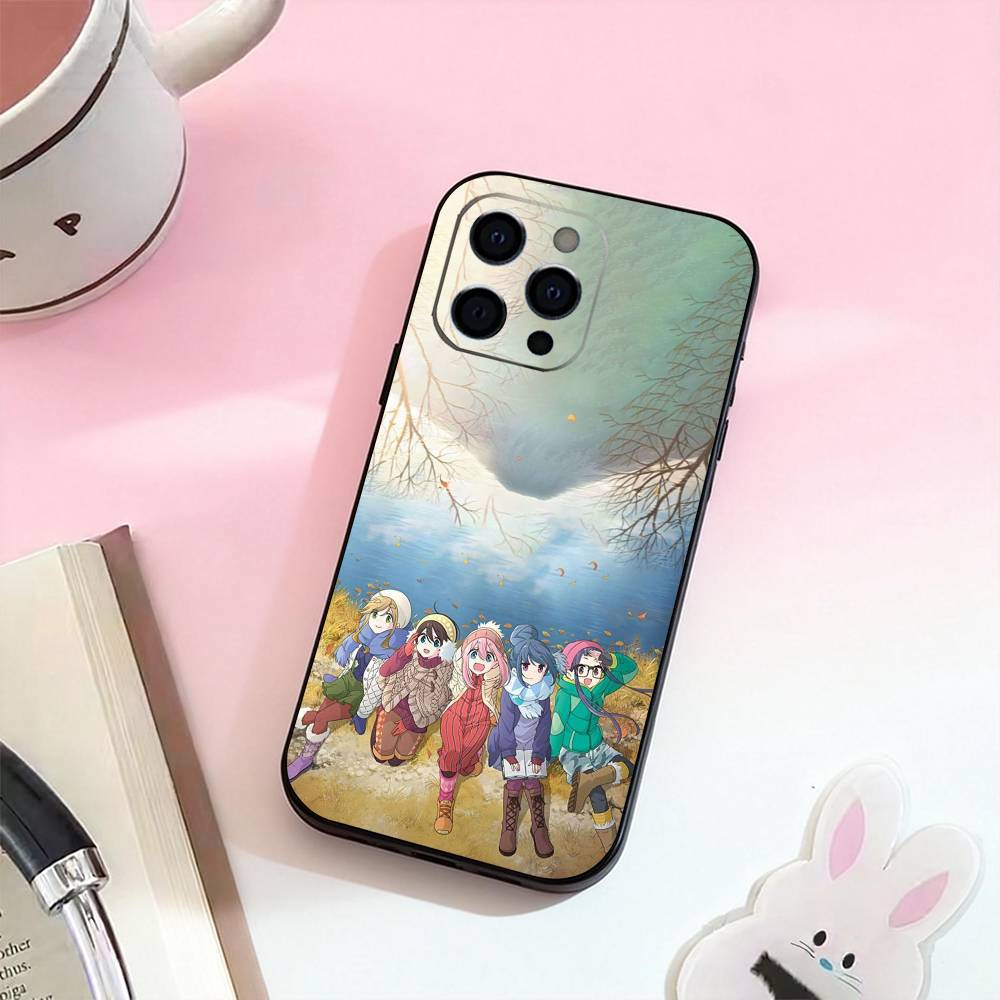 Y-Yuru C-Camp Anime  Phone Case For iPhone 17,16,15,14,13,12,11 Plus,Pro Max,Soft Silicone Black Cover