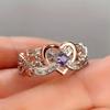 Love Purple Zirconium silver+Rose Gold Two-tone Single Ring